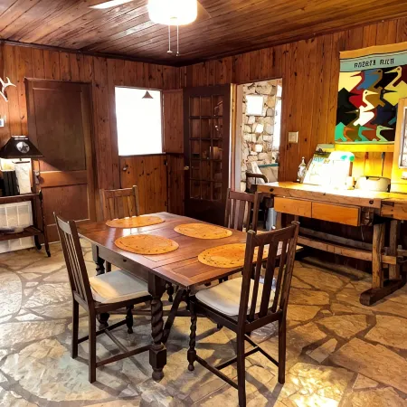 Historic "Woody" Cabin on the River at Miramichee Falls with Kayaks