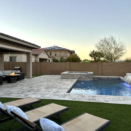 4 bed 3.5 bath modern ranch home with private pool/spa and golf course view