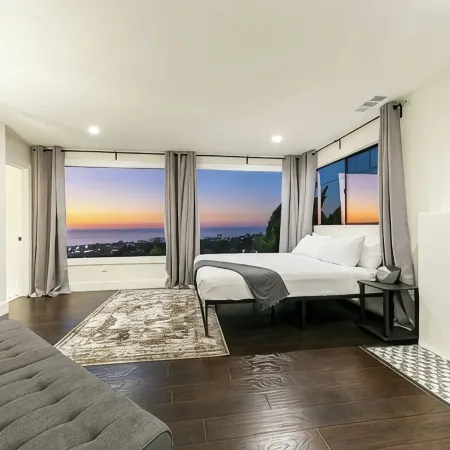 Newly renovated, light/bright San Diego home with a big ocean view over the pool