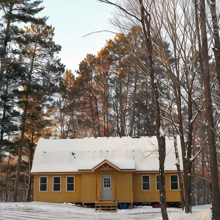 Modern Cozy Woman Lake Woodland Cabin, 24 acres, lakeshore, woodstove, AC, Wi-fi