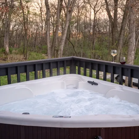 Cozy 2-bedroom Aframe in charming Lake Geneva with a hot tub and fireplace