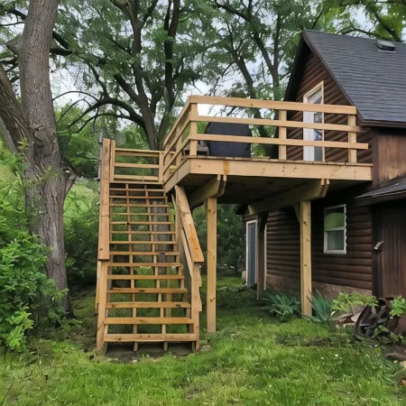 Waterfront cabin w/creek waterfall, pond & 2 decks. Nestled in the Ozark hills.