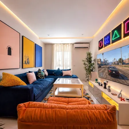 Luxury flat in heart of Marrakech with PS5 & home theater