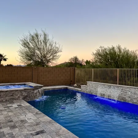 4 bed 3.5 bath modern ranch home with private pool/spa and golf course view