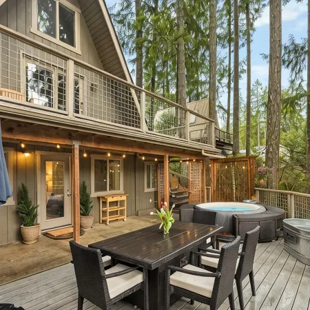 Stylish Lakefront Cabin Retreat, Sauna/Hot tub & Cold Plunge