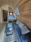 Mini hotel by the lake in the Mecklenburg Lake District, sleeping barrel