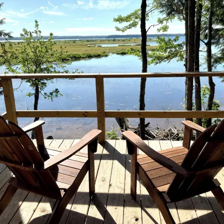 Lakefront Glamping Tent w/ensuite bathroom, King Bed, Fabulous View, near Acadia