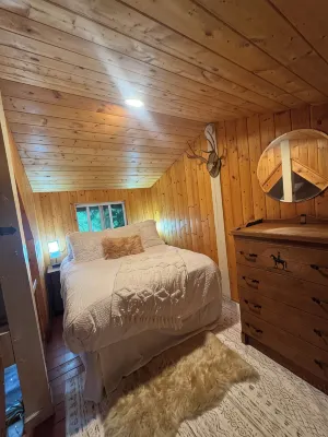 Cozy Tiny Cabin with RIVER VIEWS! Sleeps 3, hot tub, wood stove, fire pit! - Alppimaja