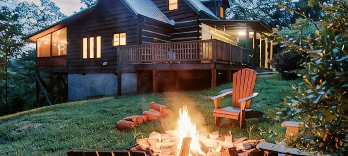 VALKYRIE Secluded Romantic River Cabin River and Mountain Views Log/Stone Cabin Hotels in DeKalb County