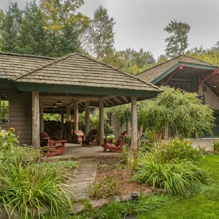 Adirondack Great Camp style home on beautiful Blue Mountain Lake