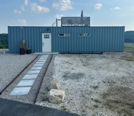Cozy Shipping Container Home with River View near Eureka Springs - 4-Star