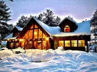 Private Lake Resort: Large Yard, Sandy Beach, Pontoon, Fire Pit, Home Theater - Chalets
