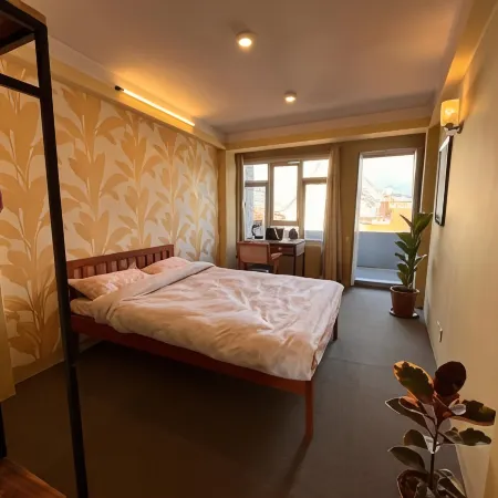 Rich Red Carpet room with a Boudha view Balcony