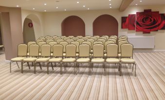 a large room with rows of chairs arranged in a semicircle , ready for an event at The Royal Hotel