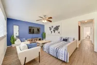 King bed with Pool table, decked patio and, gym.