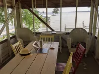 Classic Green Lake cottage, lakefront, screened boathouse deck, dock, swimming Hotels in Green Lake County