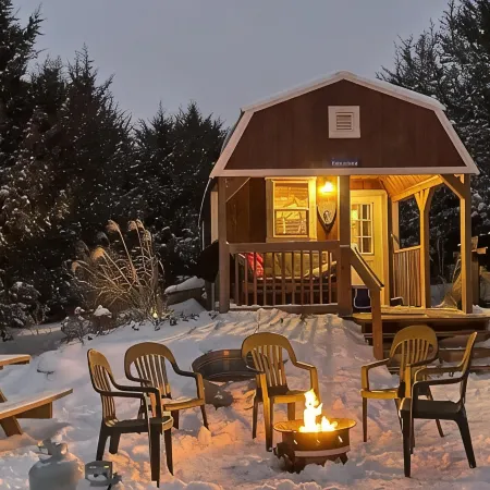 Tiny House Cabin with Loft. 2 Queen Beds with Child Sleeper