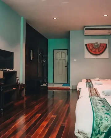 ห้องพักครอบครัวแบบปลอดบุหรี่พร้อมทิวทัศน์เมืองและเตียงคู่ 2 เตียง