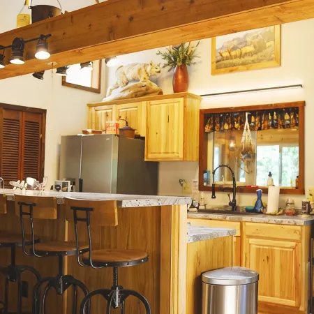 Wilderness Setting with lodge/cabin Feel.