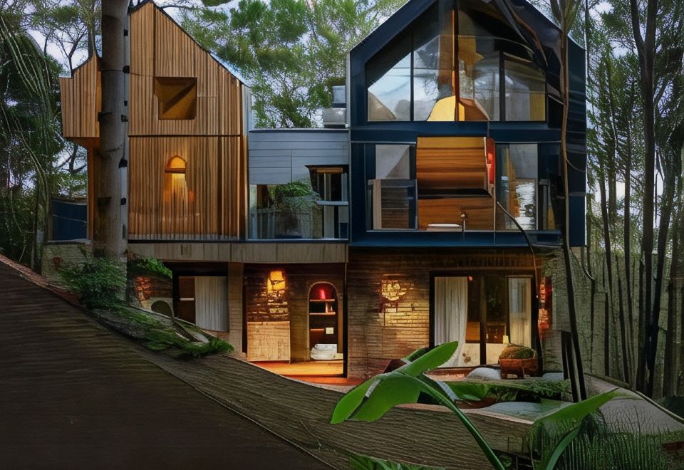 Mo Stay Forest Resort eco wooden chalets along rushing mountain stream in Da Lat