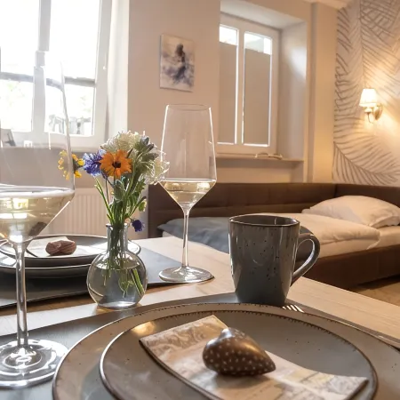 Modern 1-room apartment near the train station, newly renovated, top furnishings