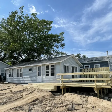 Three bedrooms with kitchen and a huge deck.