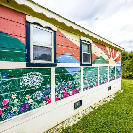 Tiny, charming mountaintop cottage with large firepit, deck and amazing views