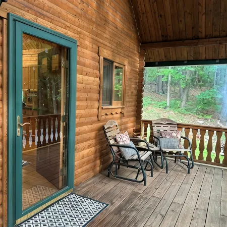 Beautiful cabin in the woods.