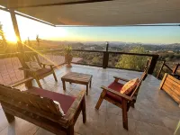 3 comfortable individuals cabins in a property with stunning views of the valley