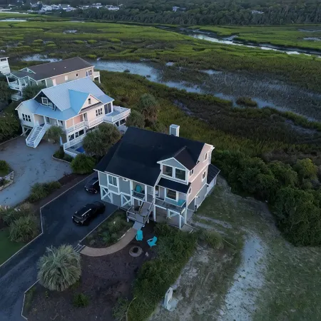 Ocean & Wetland views, 3 decks, steps from the beach,  4 BRs, sleeps 10.