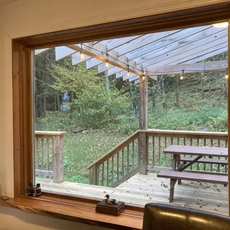 Waterfall View from Secluded 4 Bed Cabin in East Branch, NY with Mountain Views