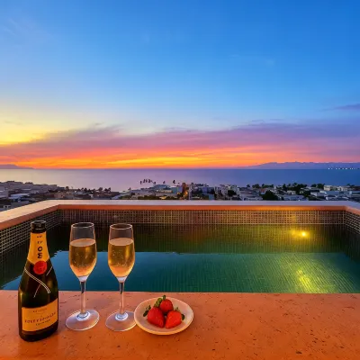 Sunset Sky Loft with Private Pool Panoramic Ocean View Steps to Camarones Beach