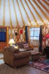 Blue yurt, out in the woods! Unplugged, you are out in nature away from it all.