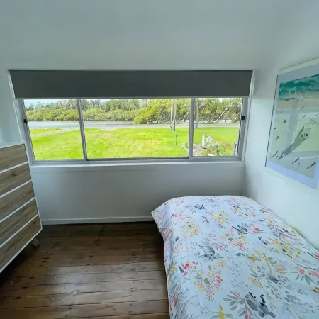 Lakeside House Tuncurry with deck overlooking the lake
