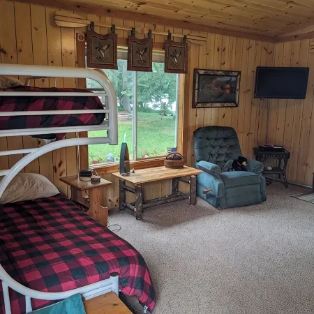 Cabin on Soo Lake.  Enjoy the views of the lake 66' from water's edge.