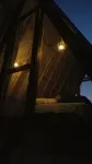Camp under Blue Ridge Mtn sky river A Frame Cabin