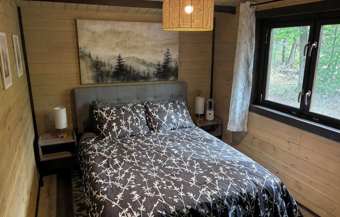 Riverside cabin in the woods