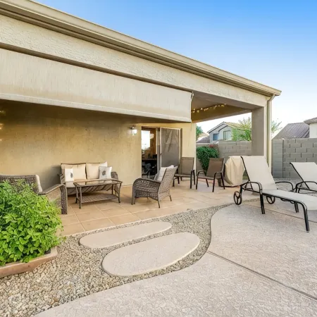 NEW! Cozy desert getaway with private backyard and seasonal pool!