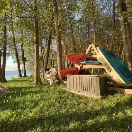 Waterfront gem, sandy beach, modern kitchen, large great room, free firewood