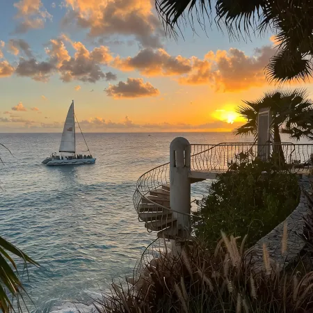 Cupecoy ocean view 2BR condo - pools/private beach
