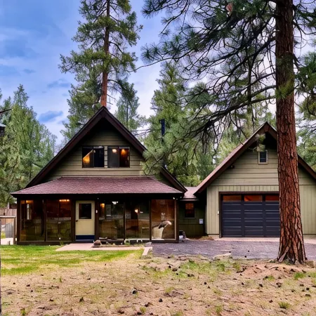 Wooden A-Frame Cabin Nestled in the Tall Pines