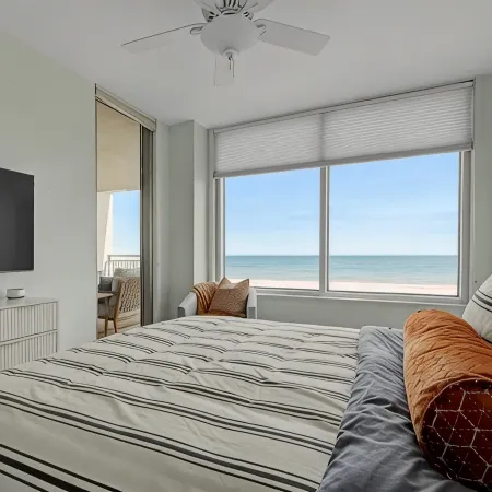 Beachfront! Coastal Designer Glam with Resort Amenities. Private Balcony & Grill