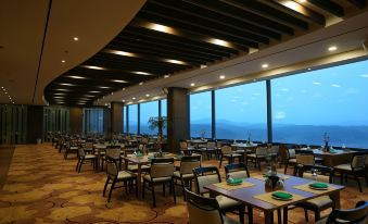 a large , empty banquet hall with tables and chairs set up for a formal event at Sun Valley Hotel