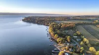 Spacious Lakefront Escape w/ Beach, Stocked Kitchen, Near Wineries & Views!