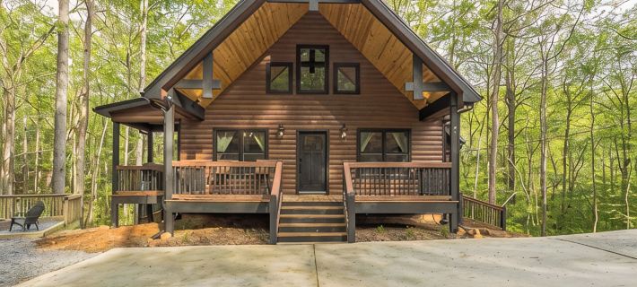 2024 Modern 3/2.5 cabin with Game Room, Hot tub Secluded Near downtown Ellijay Отели в г. Гилмер