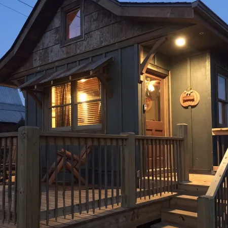 A hand-crafted cabin built in the middle of a Christmas Tree farm.