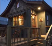A hand-crafted cabin built in the middle of a Christmas Tree farm.