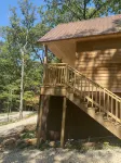 Cozy Tiny Cabin Nestled in a Little Woodland Village – Playground, Pond and More
