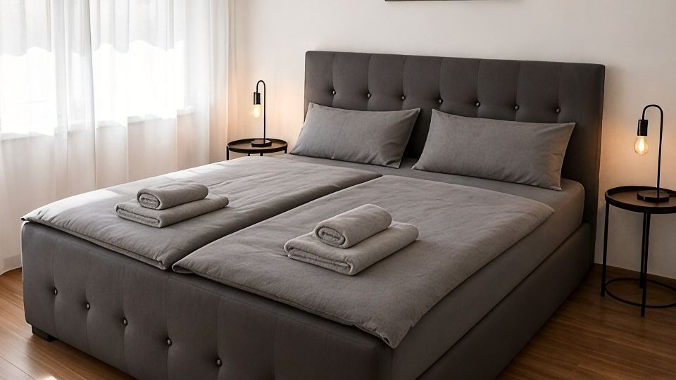 C&V: 4 PP- 3 rooms - central + WLAN + Smart TV + box spring bed