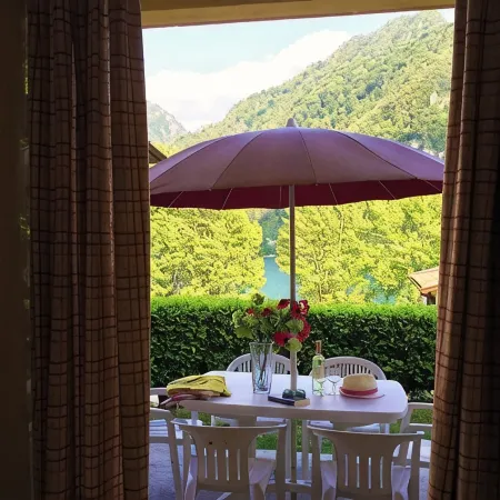 Directly on the lake with terrace for seven people